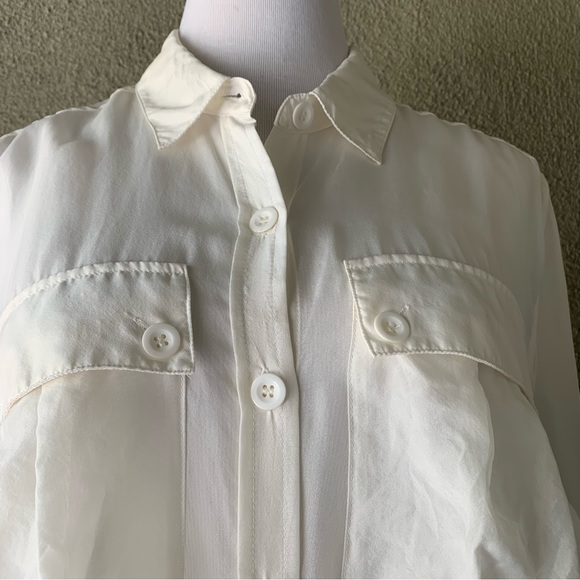 “Bass” Ivory Silk Button Down Shirt size XL - Picture 4 of 10